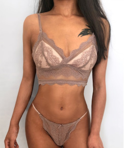 Backless Bralette & Knicker Set Rose