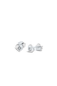Stones Silver: CZ Heart Studs