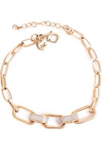 Grey Enamel Jungle Link Bracelet Gold