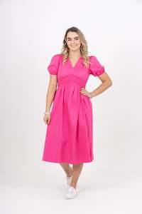 Solo Seek Exclusive: Ashley Dress Hot Pink Poplin - EXCLUSIVE TO MINT