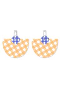 Gingham Marigold Layered Large Bell Hoop Earrings