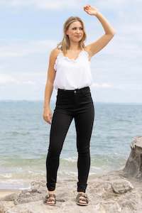 Honey Denim: Cormac Solid Black Highwaisted Long Jean