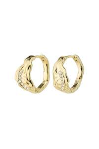 Pia Organic Shape Crystal Hoop Earring Gold Plated