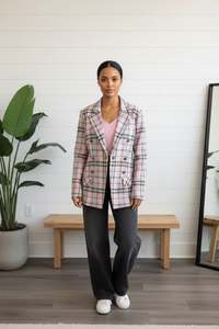 Charlotte Blazer Pink Plaid - PREORDER DELIVERY END FEB