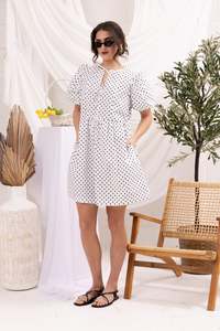 All Clothing: Belle Bow Dress Cotton Spot