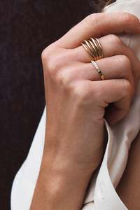 Pure Steel 14K Gold Plated Thin CZ Ring Gold