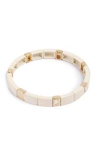 All Clothing: Enamel Tile Bracelet Linen CZ Baguette Large