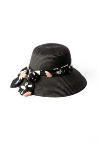 Bella Floral Hat Black