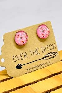 Pretty Pink Floral Studs