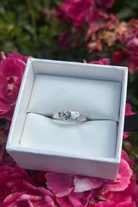 Stones Silver: Double Heart Signet With Sapphire Ring Sterling Silver