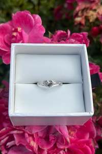 Stones Silver: Single Heart Signet With Pink Cubic Zirconia Ring Sterling Silver