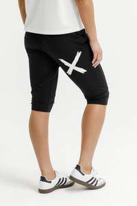 3/4 Apartment Pants Black With White X Print