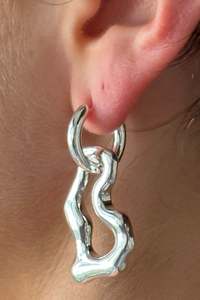 Pilgram Jewellery: Cloud Recycled Earrings Silver Plated