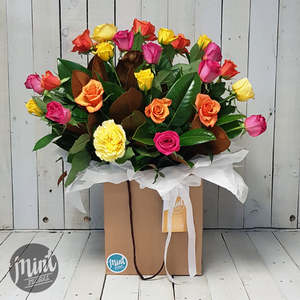 Get Well Soon Click On Image: Rainbow Rose Bouquet - Two Dozen - 24 Stems
