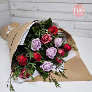 In A Glass Vase Click On Image: Berry Bliss Rose Bouquet - One Dozen - 12 Stems