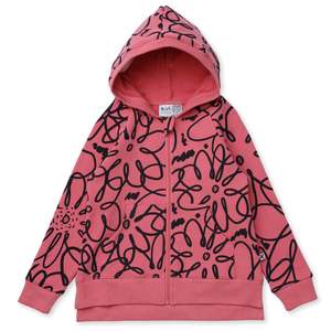 Summer 2526 Girls Collection: Minti Flower Outline Furry Zip Up