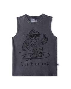 Summer 2526 Boys Tanks: Minti Sloth Mode Sleeveless Tee