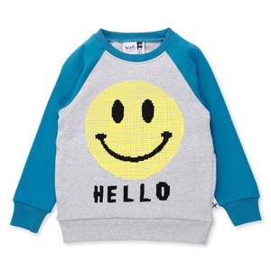 Summer 2526 Boys Sweats: Minti Pixelled Face Furry Crew