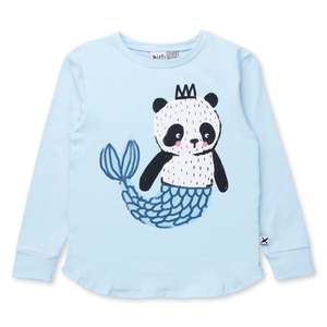 Girls Long Sleeve Tees: Minti Mer-Panda Tee