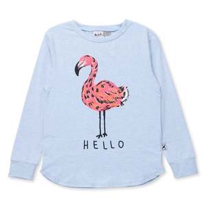 Girls Long Sleeve Tees: Minti Hello Flamingo Tee