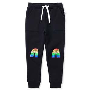 Girls Trackies: Minti Stripey Rainbow Furry Trackies