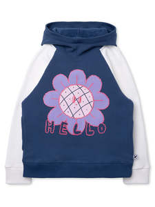 Girls Hoodies: Minti Hello Bye Flower Furry Hood