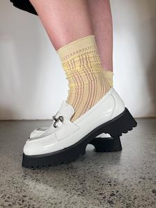 Squared Statements Edgy Elegance: Stripe Delight Sock