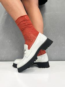 Squared Statements Edgy Elegance: Slouch Lace Sock