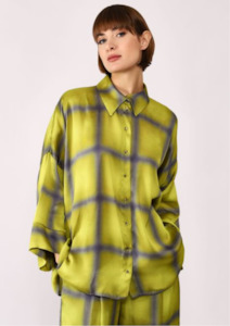 Dixie Fashion: Oversized Checkered Shirt with Classic Collar - Giallo / Grigio