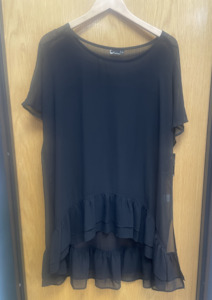 CLEARANCE Georgette Ruffle Top - Black