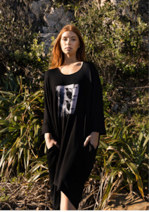 Harper Xavier: Whimsy Dress - Tui Print on Black