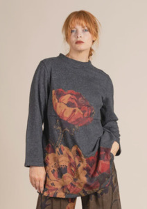 Felt Damask Roses Anna Jumper - Charcoal