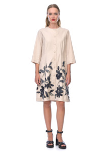 Megan Salmon: Stitched Cornflower Noble Coat - Stone