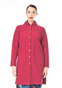 Felt Nehru Coat - Tomato