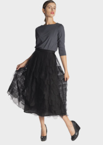 CLEARANCE Organza Feathered Ellen Skirt - Black