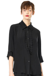 Megan Salmon: CLEARANCE Crepe Austin Shirt - Black