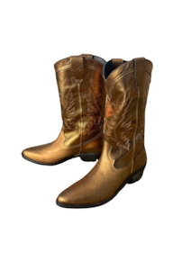 Neo Shoes: Diana Cowboy Boots - Copper Bordado