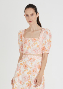 CLEARANCE Lucia Short Sleeve Tie Back Crop Top - Splice