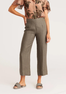 Cable Melbourne: Stripe Wide Leg Pant - Khaki / White