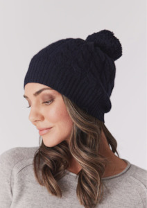 Pure Cashmere Beanie - Navy
