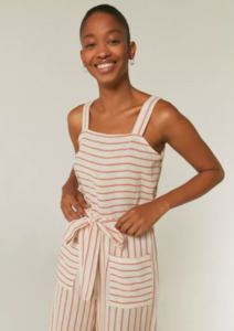 Spring Summer 22 23: CLEARANCE Strappy Jumpsuit - Red Striped Print