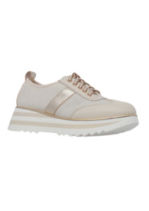 Alfie Evie: Harmony Lace Up Flatform - Cream Leather / Mesh