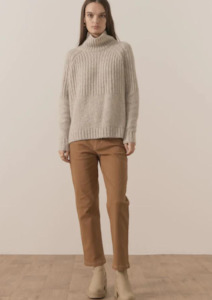 Surrey Ribbed Detail Knit Top - Stone