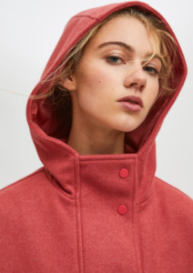 CLEARANCE High Collar Long Parka Coat - Pink