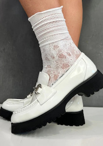 Footwear Accessories: Loafer Sock - White