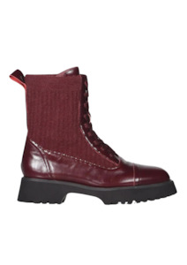 Gatherer Boot - Rosewood Leather Knit Combo