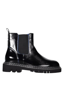 Boots: Cali Ankle Boot - Black Oil / Cobalt Stitch