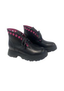 CLEARANCE Thriller Lace Up Boot - Black / Pink