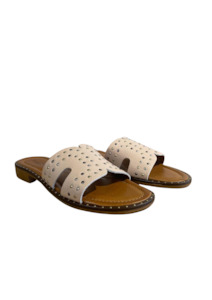 Last Pair Online Promo: CLEARANCE Slip on Sandals with Gold / Gunmetal / Silver Studs - Cipria // LAST PAIR SIZE 37