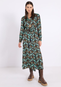 CLEARANCE Long Sleeve Mid Length Printed Dress - Multi